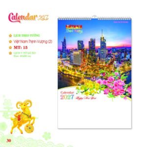 Lịch Treo Tường Lò Xo 2027 MT Mẫu MT15 (40 x 60cm) Quà Tặng Tri Ân Ngành Giáo Dục & Nhà Trường in logo doanh nghiệp quà tặng Tết tại Quà Tặng Giáo Dục VN