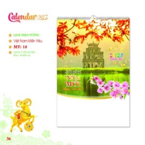 Lịch Treo Tường Lò Xo 2027 MT Mẫu MT18 (40 x 60cm) Quà Tặng Tri Ân Ngành Giáo Dục & Nhà Trường in logo doanh nghiệp quà tặng Tết tại Quà Tặng Giáo Dục VN