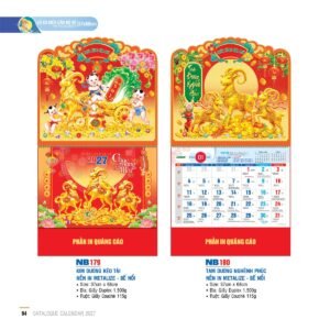 Lịch Treo Tường Lò Xo 2027 NB Mẫu NB180 (37 x 68cm) Quà Tặng Tri Ân Ngành Giáo Dục & Nhà Trường in logo doanh nghiệp quà tặng Tết tại Quà Tặng Giáo Dục VN
