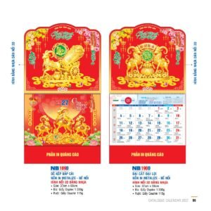 Lịch Bìa Treo 2027 NB Mẫu NB190D (29 x 41 cm) Quà Tặng Tri Ân Ngành Giáo Dục & Nhà Trường in logo doanh nghiệp quà tặng Tết tại Quà Tặng Giáo Dục VN