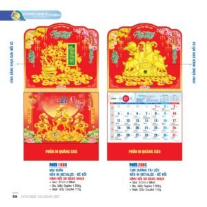 Lịch Treo Tường Lò Xo 2027 NB Mẫu NB199D (37 x 68cm) Quà Tặng Tri Ân Ngành Giáo Dục & Nhà Trường in logo doanh nghiệp quà tặng Tết tại Quà Tặng Giáo Dục VN