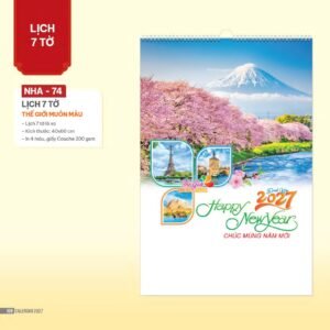 Lịch Treo Tường Lò Xo 2027 NHA Mẫu NHA74 - Thế Giới Muôn Màu (40 x 60cm) Quà Tặng Tri Ân Ngành Giáo Dục & Nhà Trường in logo doanh nghiệp quà tặng Tết tại Quà Tặng Giáo Dục VN