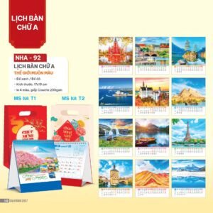 Lịch Bàn Chữ A 2027 NHA Mẫu NHA92 - Thế Giới Muôn Màu (17 x 19cm) Quà Tặng Tri Ân Ngành Giáo Dục & Nhà Trường in logo doanh nghiệp quà tặng Tết tại Quà Tặng Giáo Dục VN