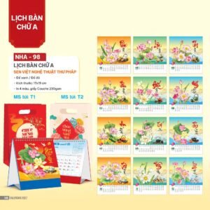 Lịch Bàn Chữ A 2027 NHA Mẫu NHA98 (17 x 19cm) Quà Tặng Tri Ân Ngành Giáo Dục & Nhà Trường in logo doanh nghiệp quà tặng Tết tại Quà Tặng Giáo Dục VN
