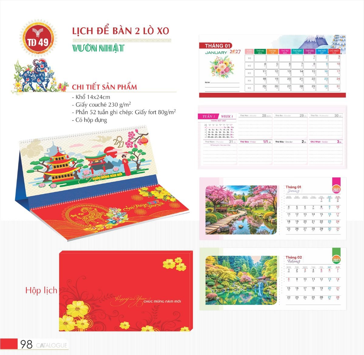 Lịch Để Bàn 2027 TD Mẫu TD49 (14 x 24cm) Quà Tặng Tri Ân Ngành Giáo Dục & Nhà Trường Lịch Để Bàn 2027 TD Mẫu TD49 (14 x 24cm) Quà Tặng Tri Ân Ngành Giáo Dục & Nhà Trường in logo doanh nghiệp quà tặng Tết tại Quà Tặng Giáo Dục VN