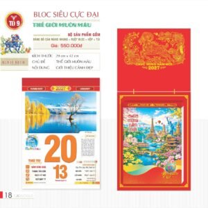 Lịch Bloc Siêu Cực Đại 2027 TD Mẫu TD9 (38 x 53 cm) Quà Tặng Tri Ân Ngành Giáo Dục & Nhà Trường in logo doanh nghiệp quà tặng Tết tại Quà Tặng Giáo Dục VN