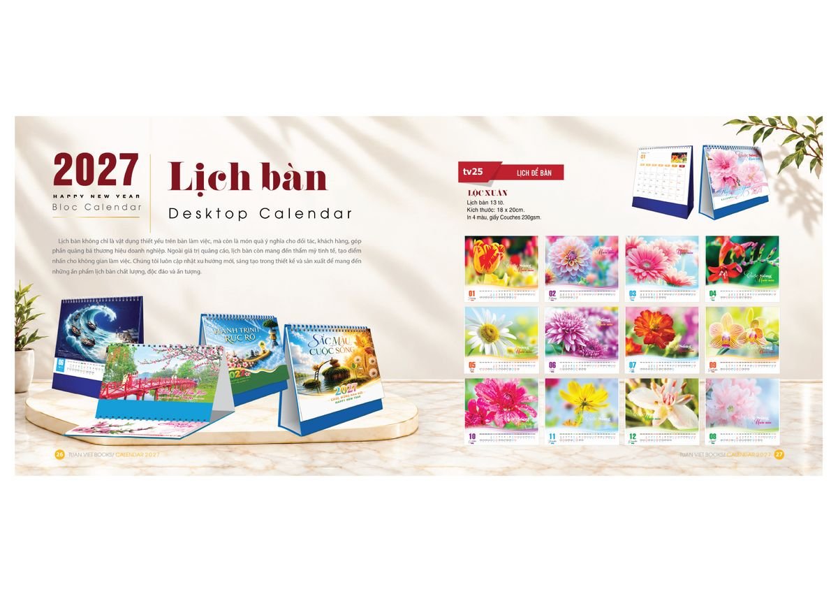 Lịch Bìa Treo Gắn Bloc 2027 TV14 Quà Tặng Tri Ân Ngành Giáo Dục & Nhà Trường