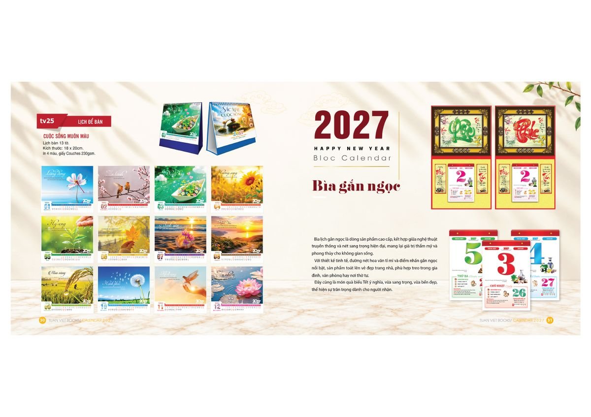 Lịch Bìa Treo Gắn Bloc 2027 TV16 Quà Tặng Tri Ân Ngành Giáo Dục & Nhà Trường